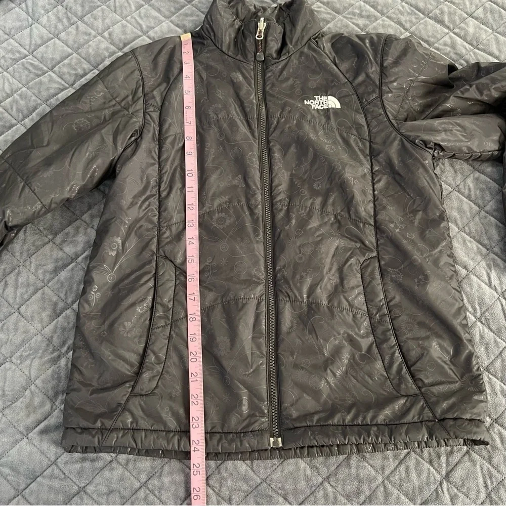 The North Face Jacket Coat Girls Large Floral Puffer Black Zip Up Soft Shell C1